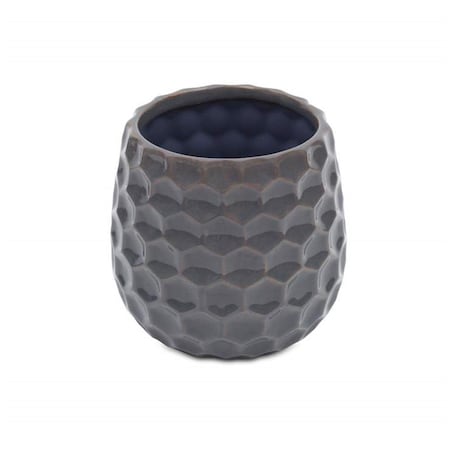 Cheungs Hexagon Textured Pattern Ceramic Planter, Gray 5593GR
